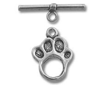 Silver paw print toggle clasp jewelry charm