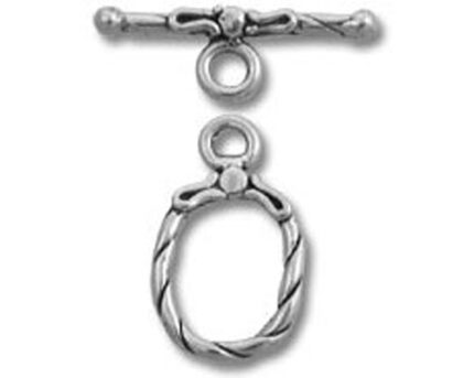 Silver twisted oval toggle clasp jewelry fastener
