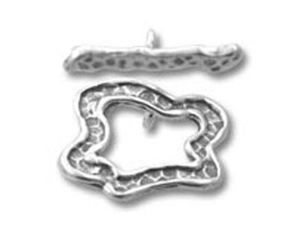 Textured silver toggle clasp for jewelry