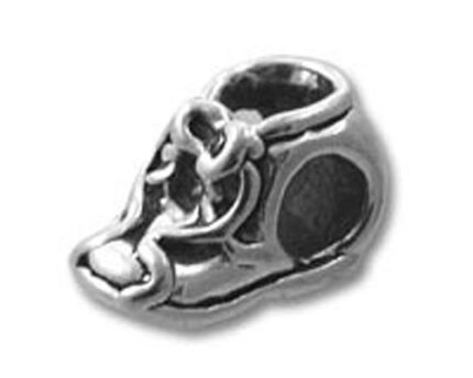 Silver baby shoe charm with flower
