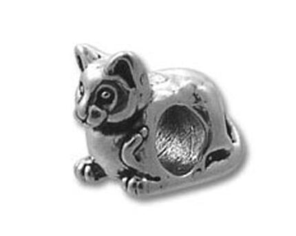 Silver cat charm bead for bracelet