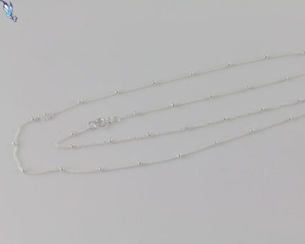 Delicate sterling silver beaded chain necklace