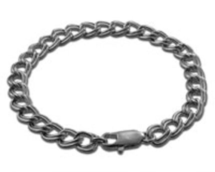 Silver curb chain bracelet with lobster clasp