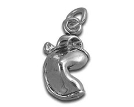 Polished silver bean-shaped pendant charm