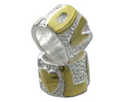Silver and gold heart letter charm beads