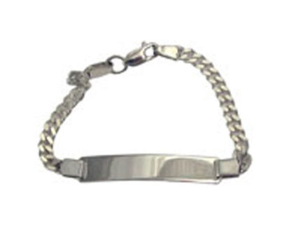 Silver ID nameplate bracelet with curb chain
