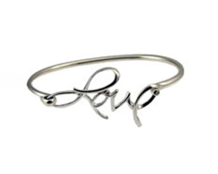 Silver bracelet with "love" script