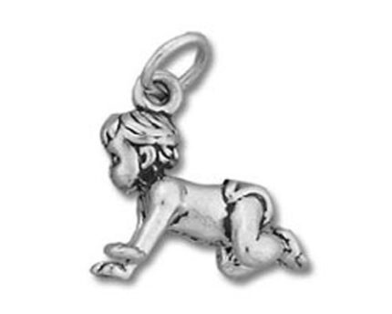 Silver crawling baby charm pendant