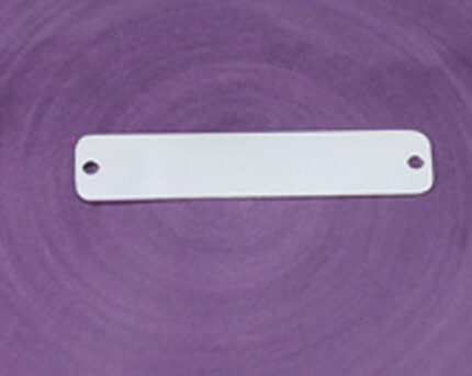 Blank white rectangular tag on purple background