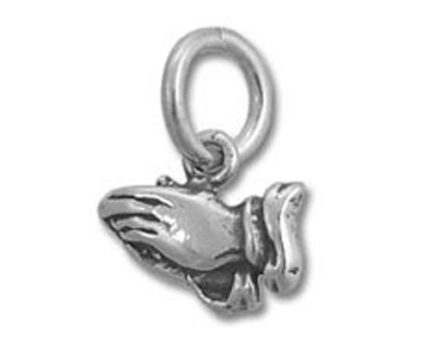 Silver praying hands charm pendant