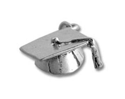 Silver graduation cap charm pendant