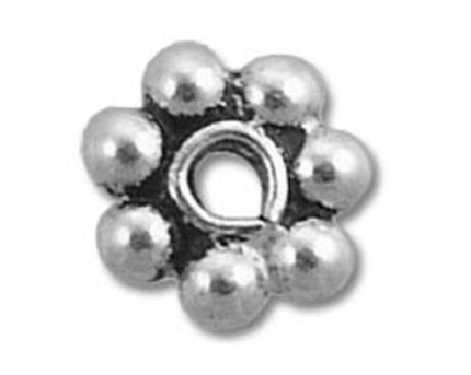 Silver flower spacer bead with ball accents