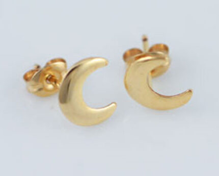 Pair of gold crescent moon stud earrings