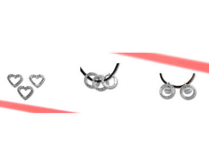 Assorted silver heart and ring pendants