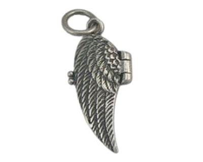 Silver angel wing locket pendant