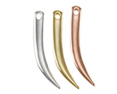 Silver, gold, and rose-gold tusk pendants