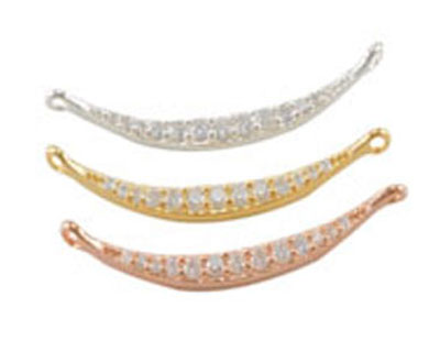 Silver, gold, rose-gold crystal bar connectors