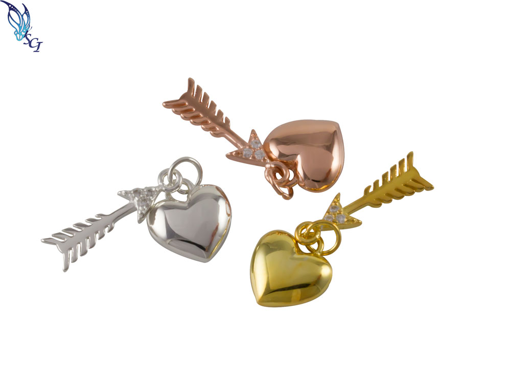 Heart with CZ Arrow Charm Heart with CZ Arrow Charm