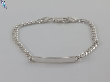 silver chain ID bracelet with blank plate