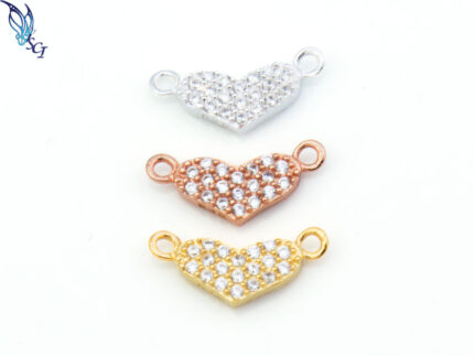 Pave CZ Heart Connector