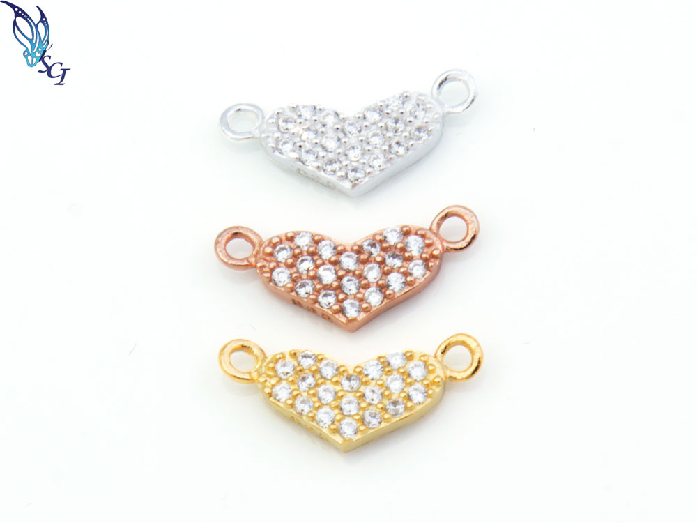 Pave CZ Heart Connector Pave CZ Heart Connector