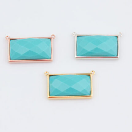 Three rectangular turquoise gemstone pendant connectors