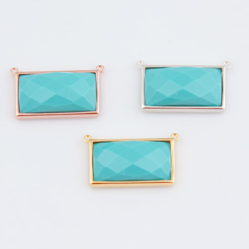 Three rectangular turquoise gemstone pendant connectors Three rectangular turquoise gemstone pendant connectors