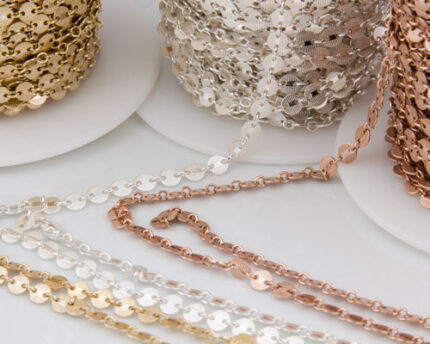 Gold, silver, and rose gold decorative chain trims