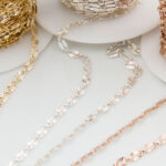 Gold, silver, rose-gold metallic trim on spools