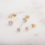 14K gold filled CZ stud earring component