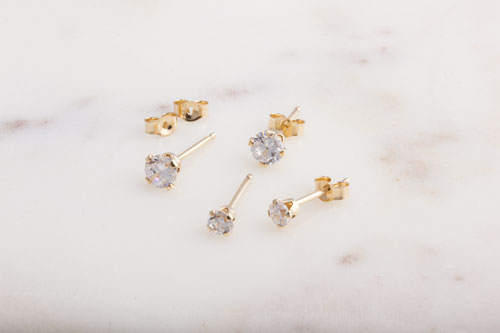 14K gold filled CZ stud earring component 14K gold filled CZ stud earring component