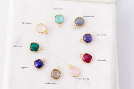 Small Gemstone Square Charm