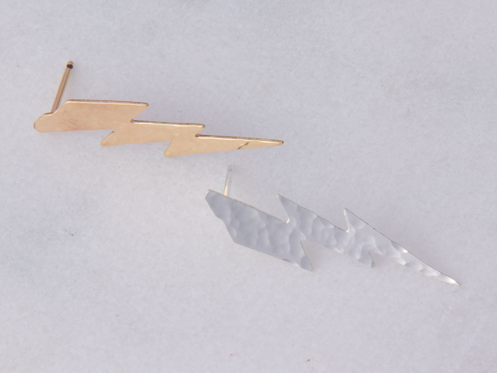 Hammered Lightning Bolt Earrings Hammered Lightning Bolt Earrings
