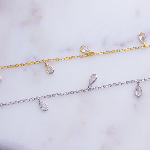 CZ Teardrop Chain by Foot CZ Teardrop Chain by Foot
