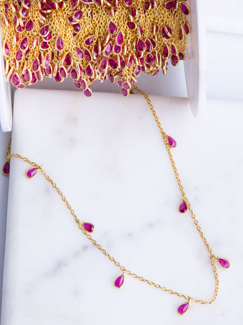 Ruby CZ Marquise Vermeil Chain Ruby CZ Marquise Vermeil Chain