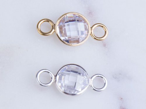 8mm White AAA CZ Link Connector 8mm White AAA CZ Link Connector