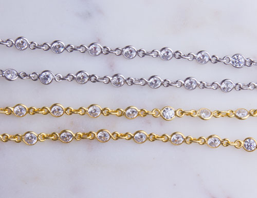 3mm Round CZ Chain by Foot 3mm Round CZ Chain by Foot