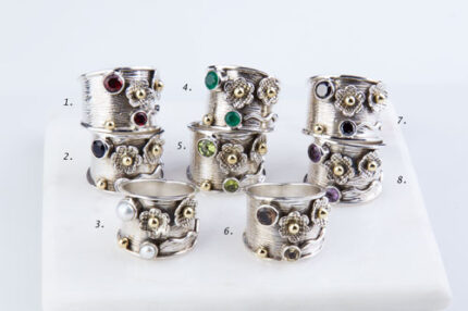 Gemstone Flower Band Ring