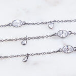 Black Silver CZ Chain By Foot