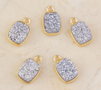 Small Silver Druzy Rectangle Pendant