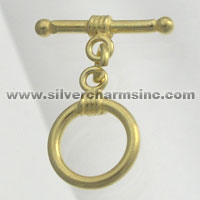 Gold jewelry T-bar toggle clasp ring