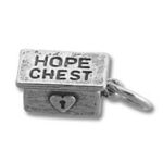 Silver hope chest charm with heart lock