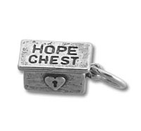 Silver hope chest charm with heart lock