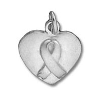 Silver heart pendant with awareness ribbon