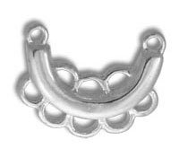 Silver crescent-shaped jewelry connector with loops