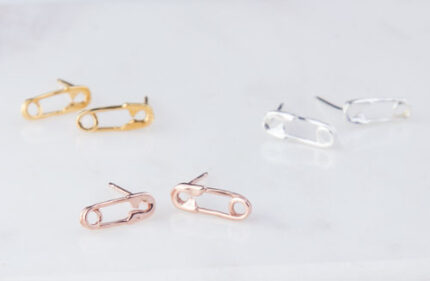 Tiny safety pin earring component