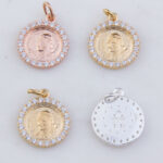 Pope John Paul CZ Round Pendant