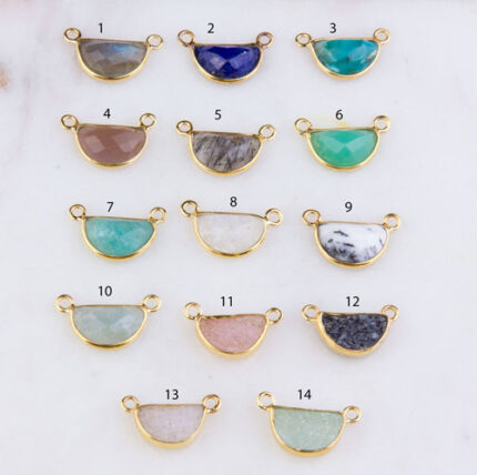 Tiny Half Moon Gemstone Link Connector