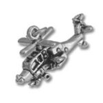 Small silver helicopter charm pendant