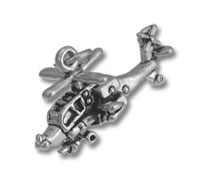 Small silver helicopter charm pendant